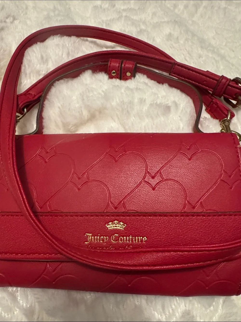 Juicy Couture Red Women's Wallet - Embossed Heart Design strap crossbody - Picture 3 of 5